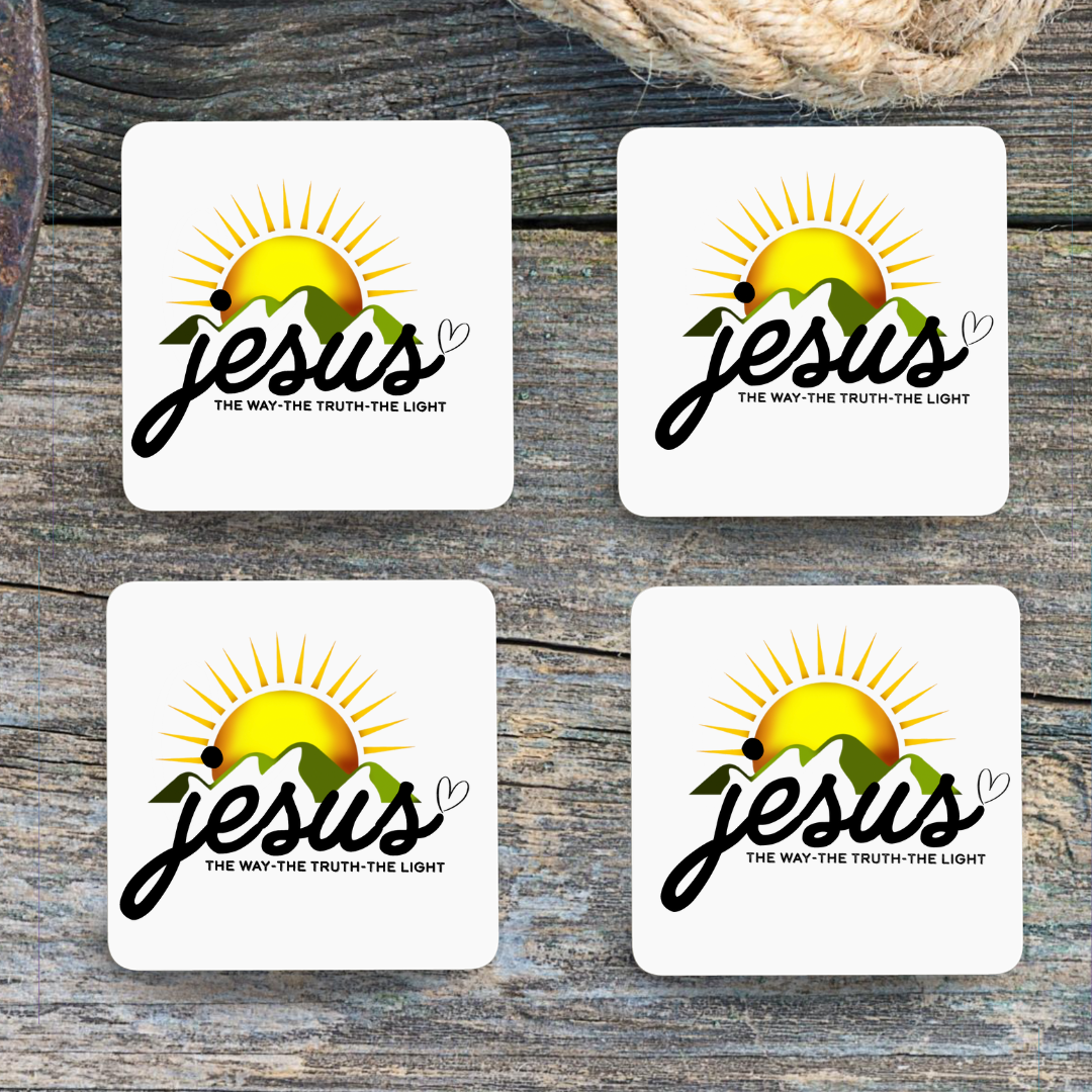 Jesus The Way, The Truth, The Light Coasters-Drink, Coffee, Coasters, Set of 4 Mats