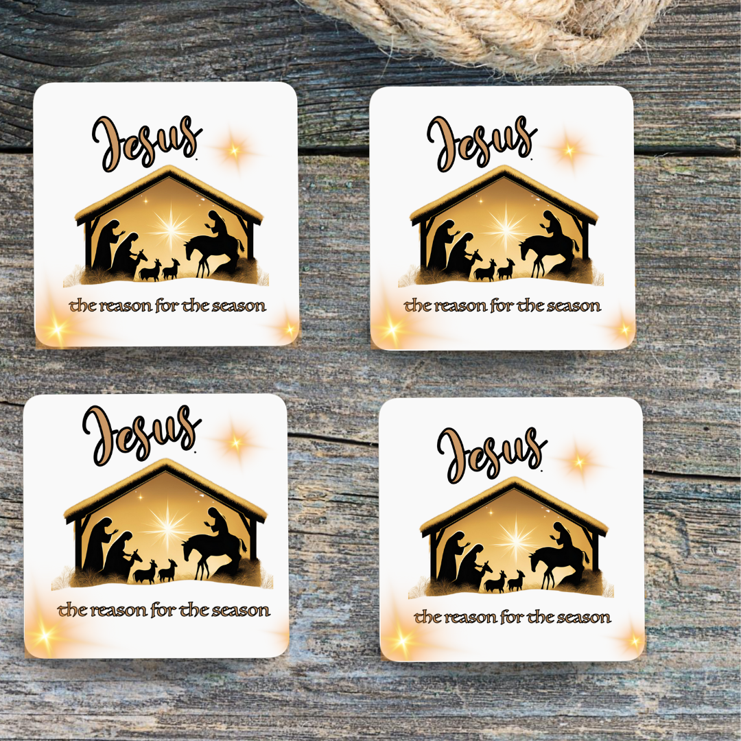 Jesus the reason for the season - Drink, Coffee, Coasters, Set of 4 Mats